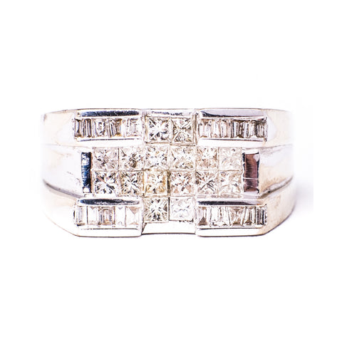 14K White 9.87 gms Diamond 0.85 Carats BG 0.30 Carats Diamond Ring