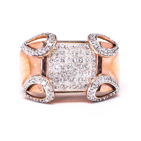 14K Pink 15.52 gms Diamond 0.63 Carats PR 1.30 Carats Diamond Ring