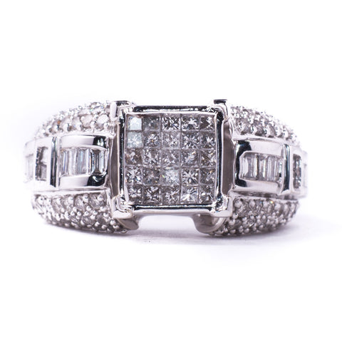 14K White 11.56 gms Diamond 0.80 Carats PR 0.80 Carats BG 0.40 Carats Stone Ring