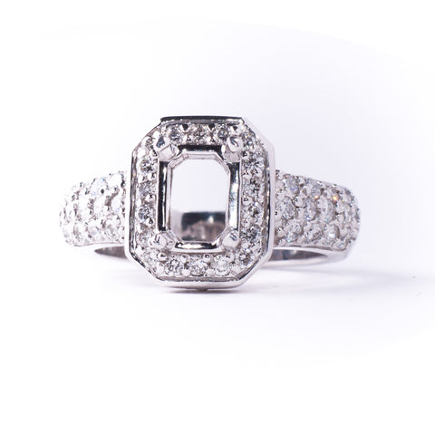 14K White 8.14 gms Diamond 0.75 Stone Ring