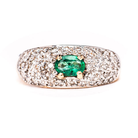 14K Yellow Gold 3.79 gms 0.55 Carats Diamond With 0.40 Carats Emerald Stone Ring